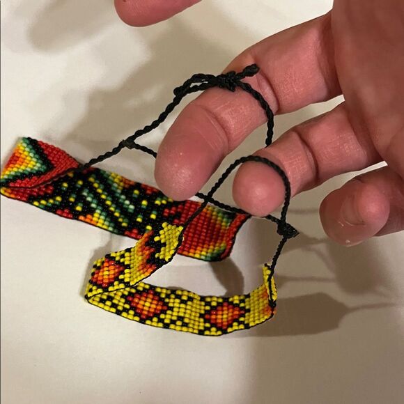 Handcrafted Beaded Bracelets - Red and Yellow - Picture 3 of 3